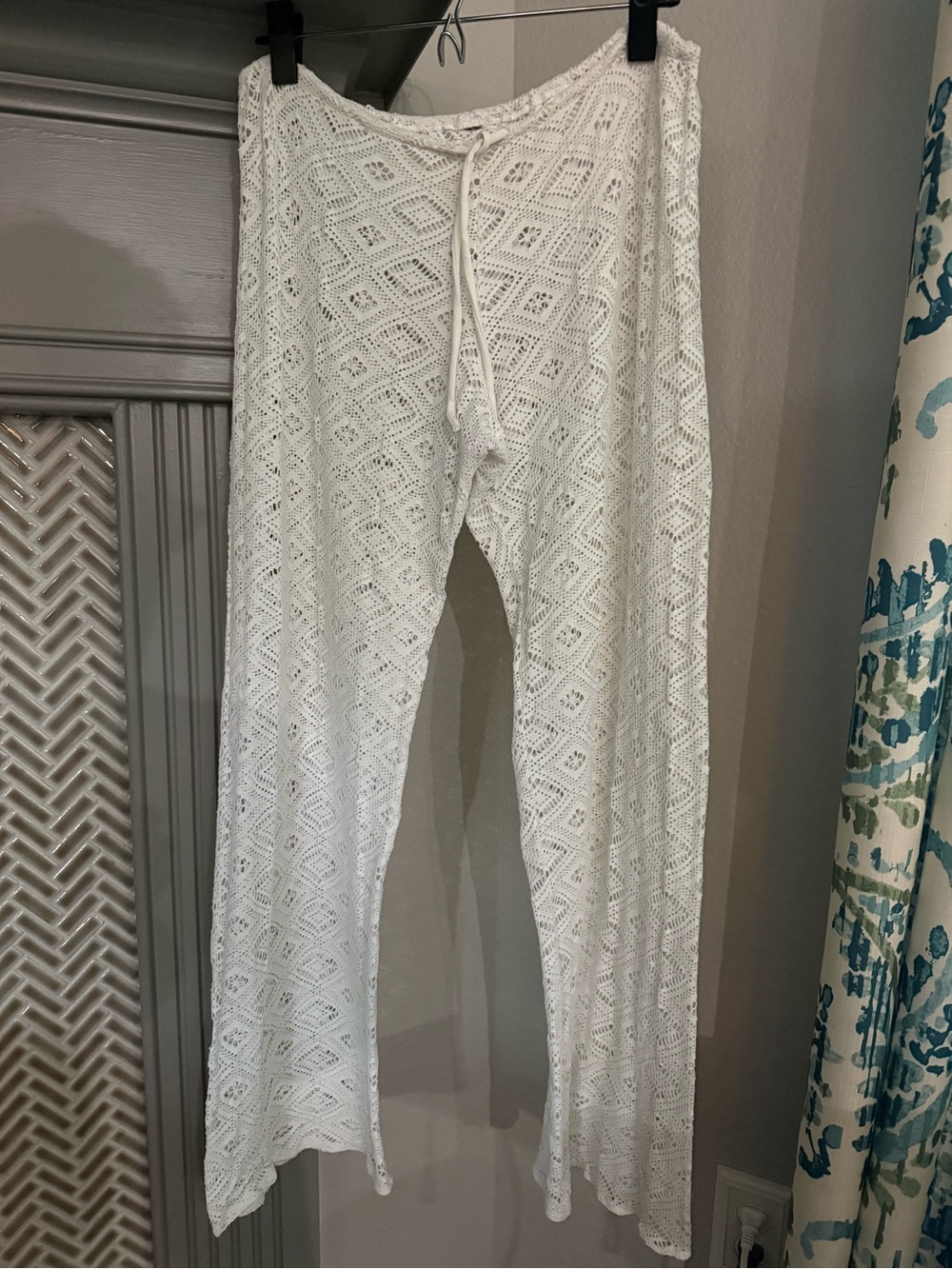 White Crochet Swim Coverup Pants - Lightweight Beach Layer